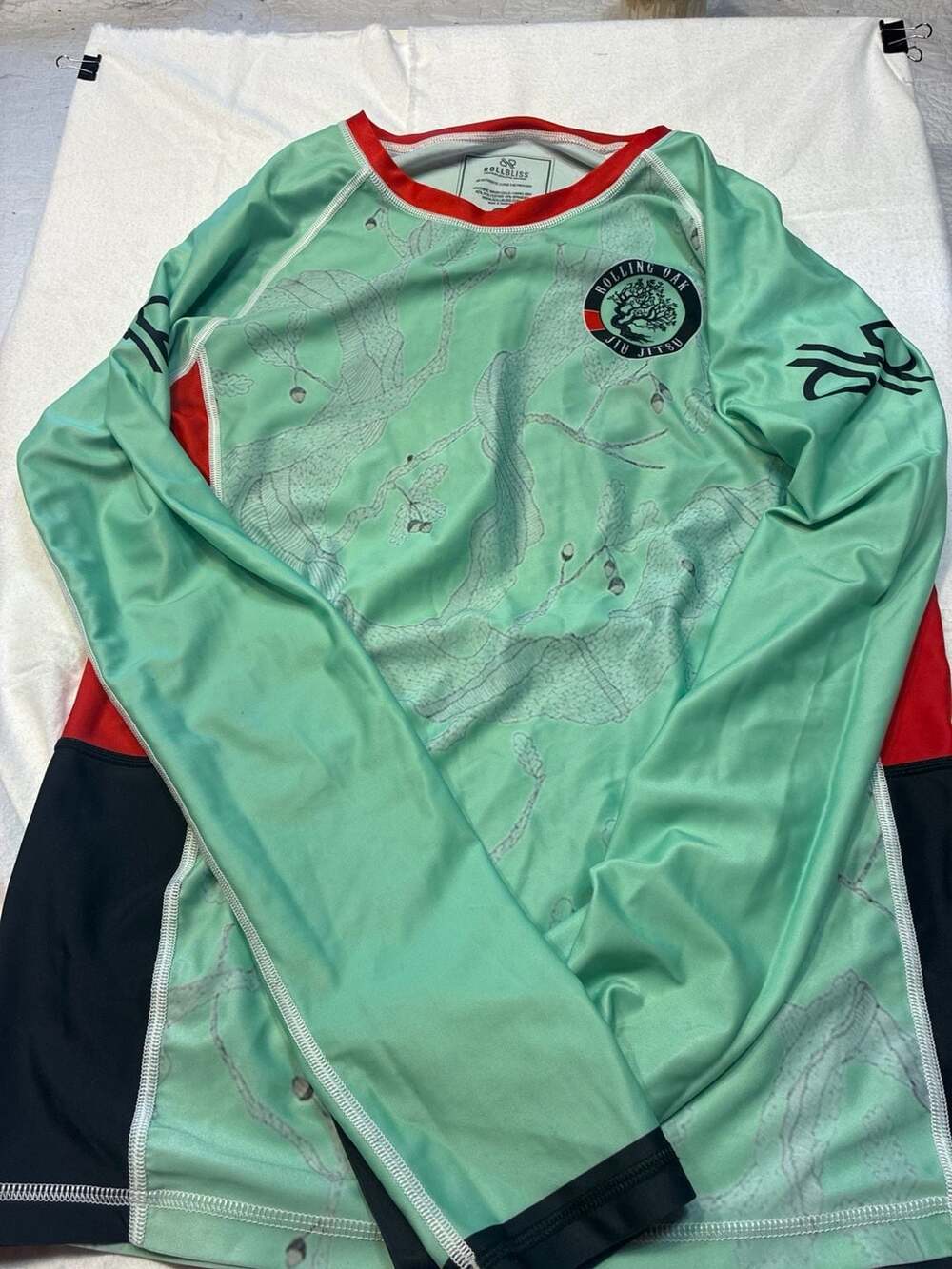 RollBliss Rolling Oak Jiu Jitsu Long Sleeve Rash Guard Size XL